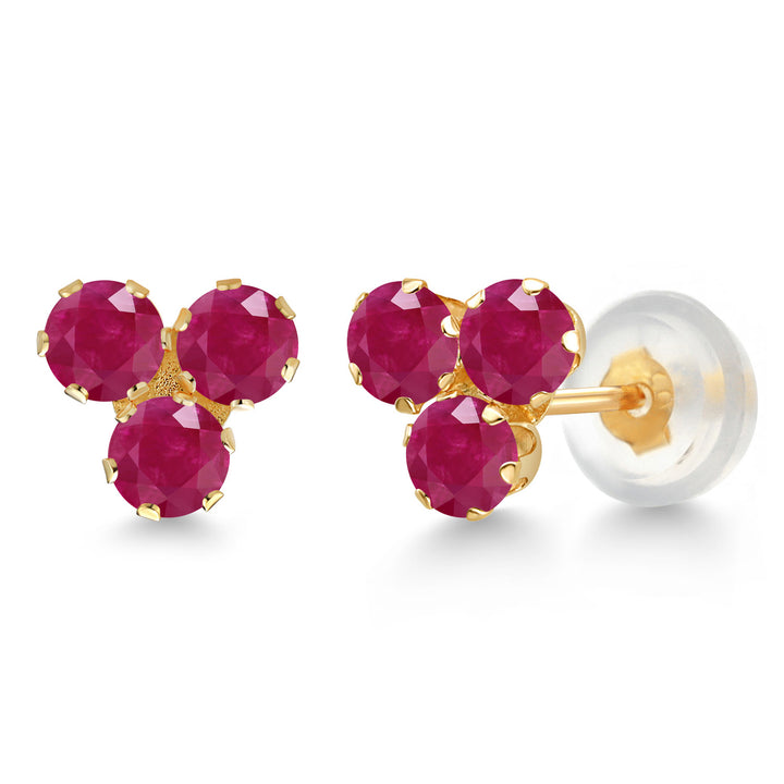 Ruby - July_Earrings in 14K Yellow Gold