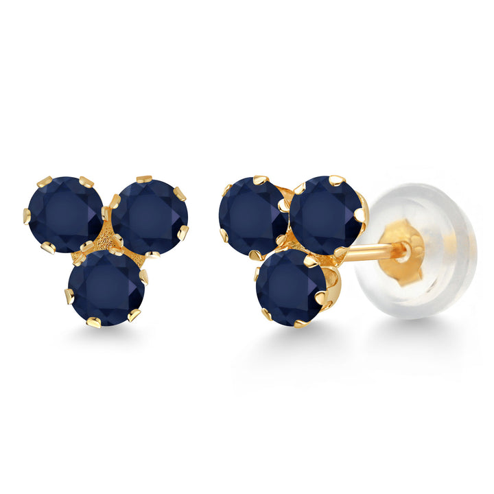 Blue Sapphire - September_Earrings in 14K Yellow Gold