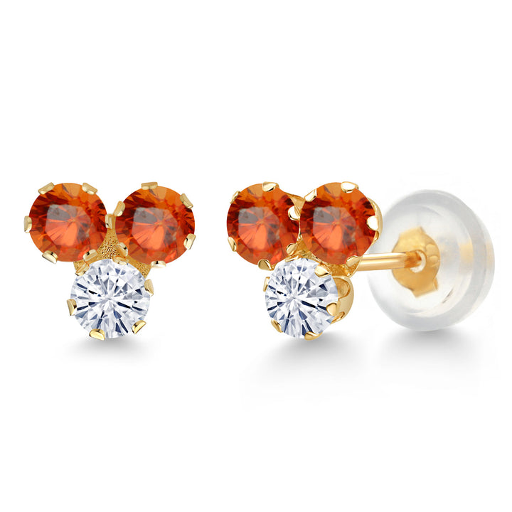 Orange Sapphire - September_Earrings in 14K Yellow Gold