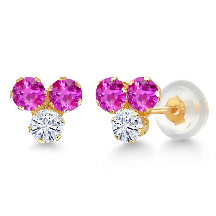 Pink Sapphire - September_Earrings in 14K Yellow Gold