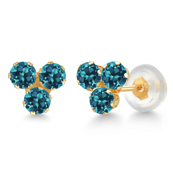 London Blue Topaz - November_Earrings in 14K Yellow Gold