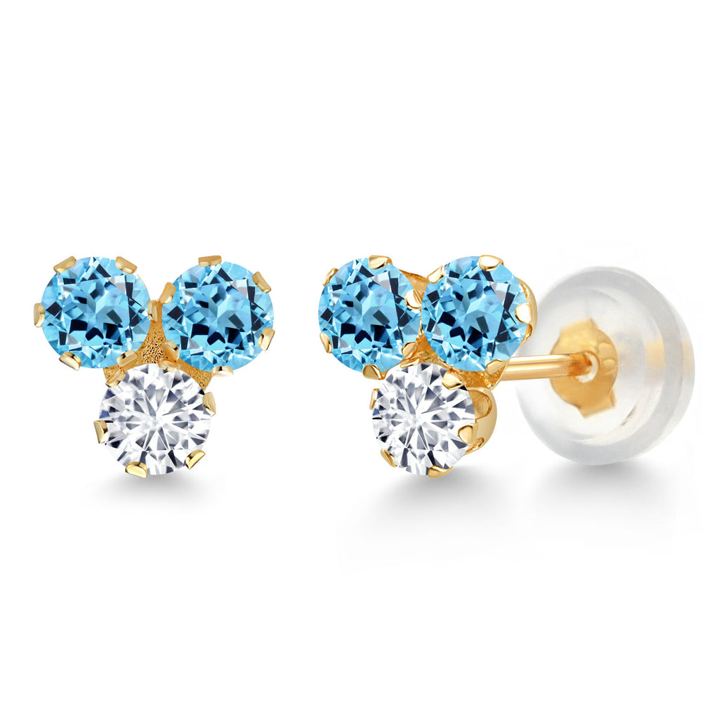 Swiss Blue Topaz - November_Earrings in 14K Yellow Gold