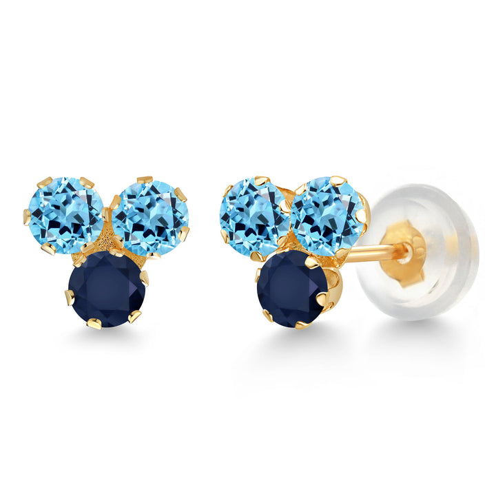 Swiss Blue Topaz - November_Earrings in 14K Yellow Gold