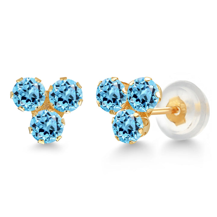 Swiss Blue Topaz - November_Earrings in 14K Yellow Gold
