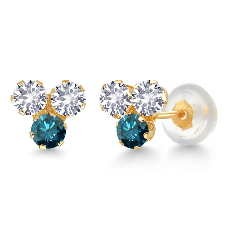 White Created Sapphire - September_Earrings in 14K Yellow Gold