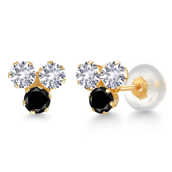 White Created Sapphire - September_Earrings in 14K Yellow Gold