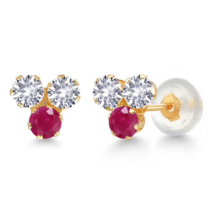 Ruby - July_Earrings in 14K Yellow Gold