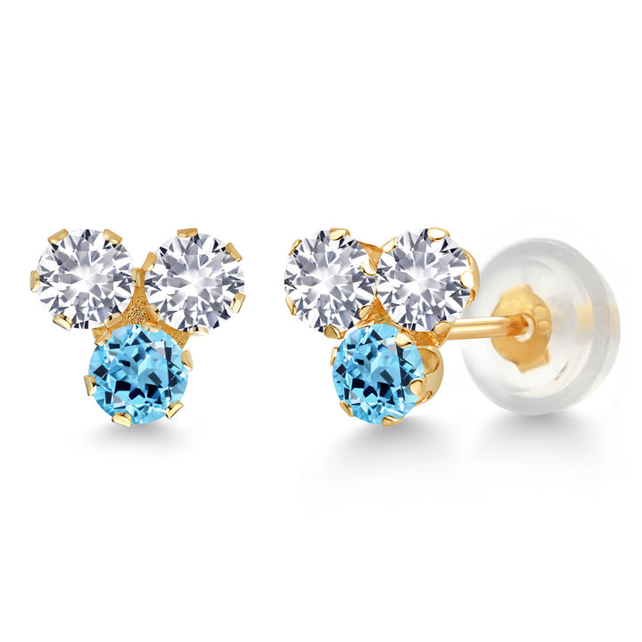 Swiss Blue Topaz - November_Earrings in 14K Yellow Gold