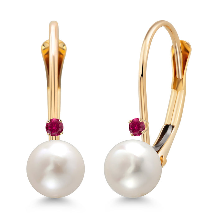 Created Ruby - July_Earrings in 14K Yellow Gold