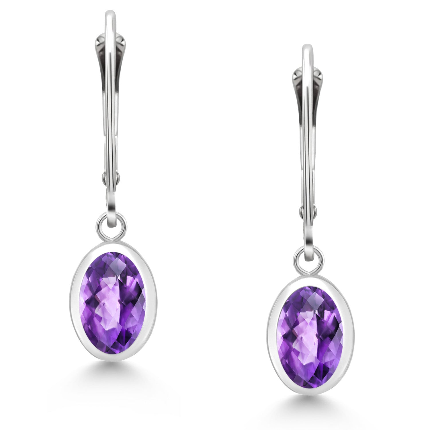 Amethyst-Checkerboard - February_Earrings in 925 Sterling Silver
