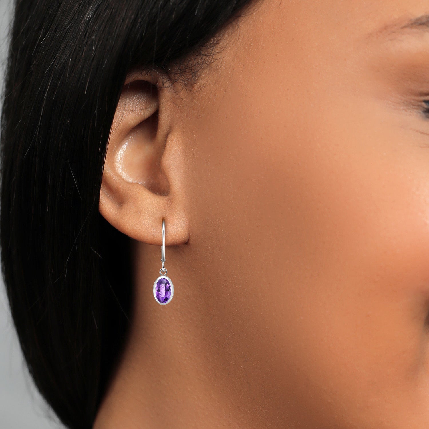 Amethyst-Checkerboard - February_Earrings in 925 Sterling Silver