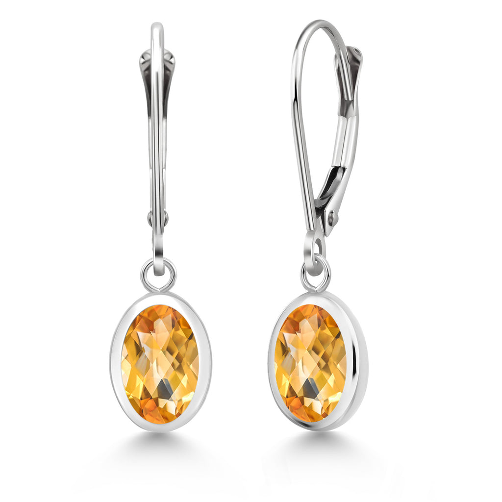 Citrine-Checkerboard - November_Earrings in 925 Sterling Silver