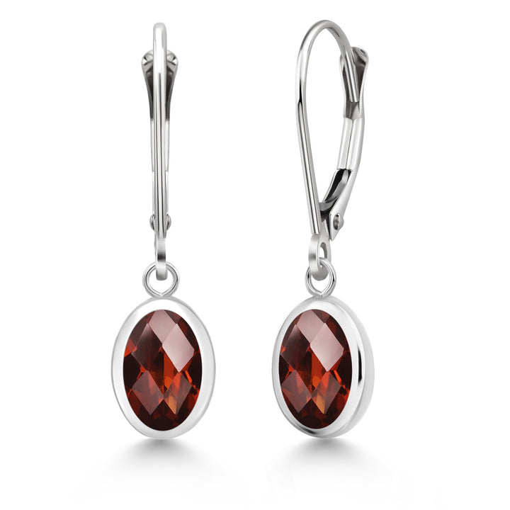 Garnet-Checkerboard - January_Earrings in 925 Sterling Silver
