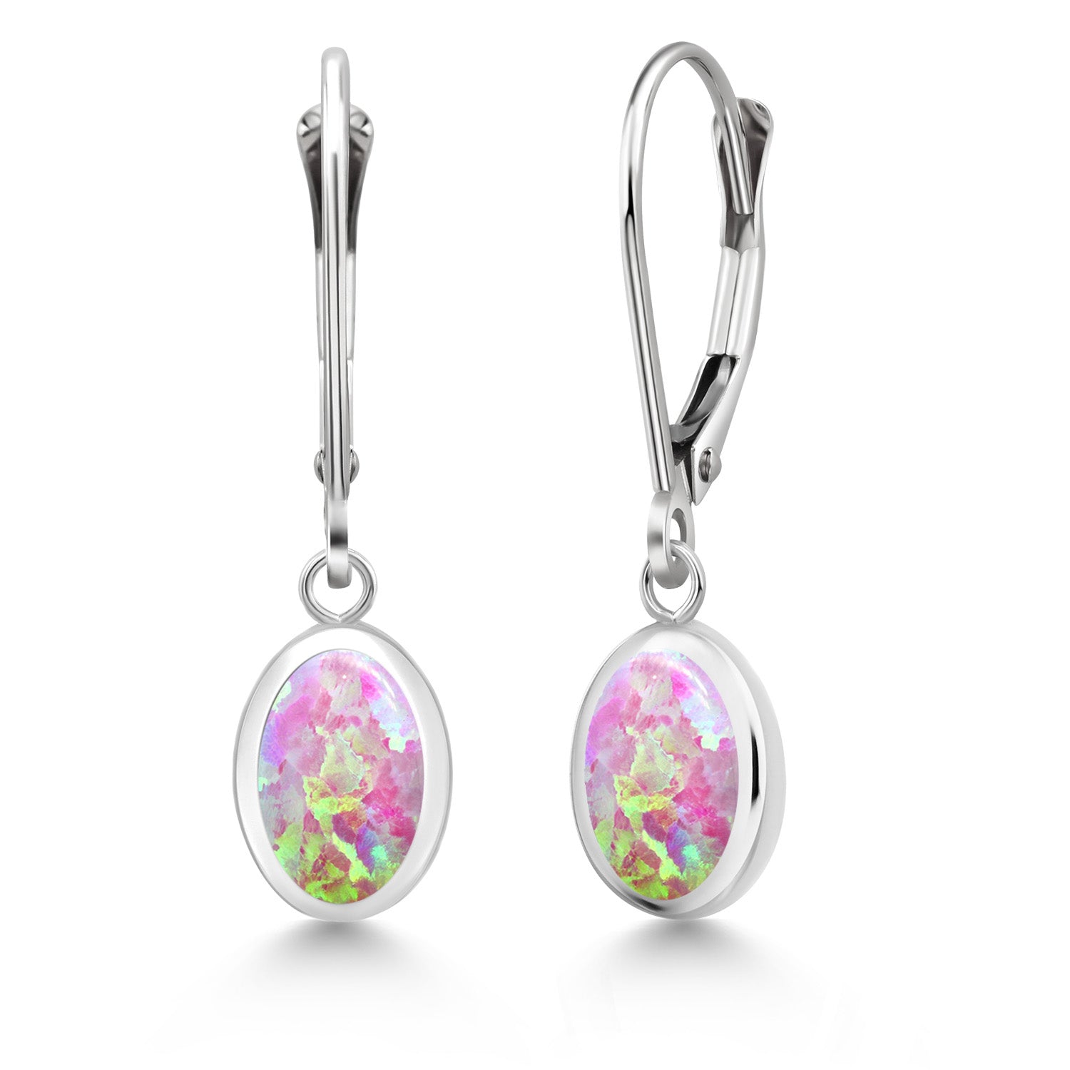 Pink Opal - October_Earrings in 925 Sterling Silver