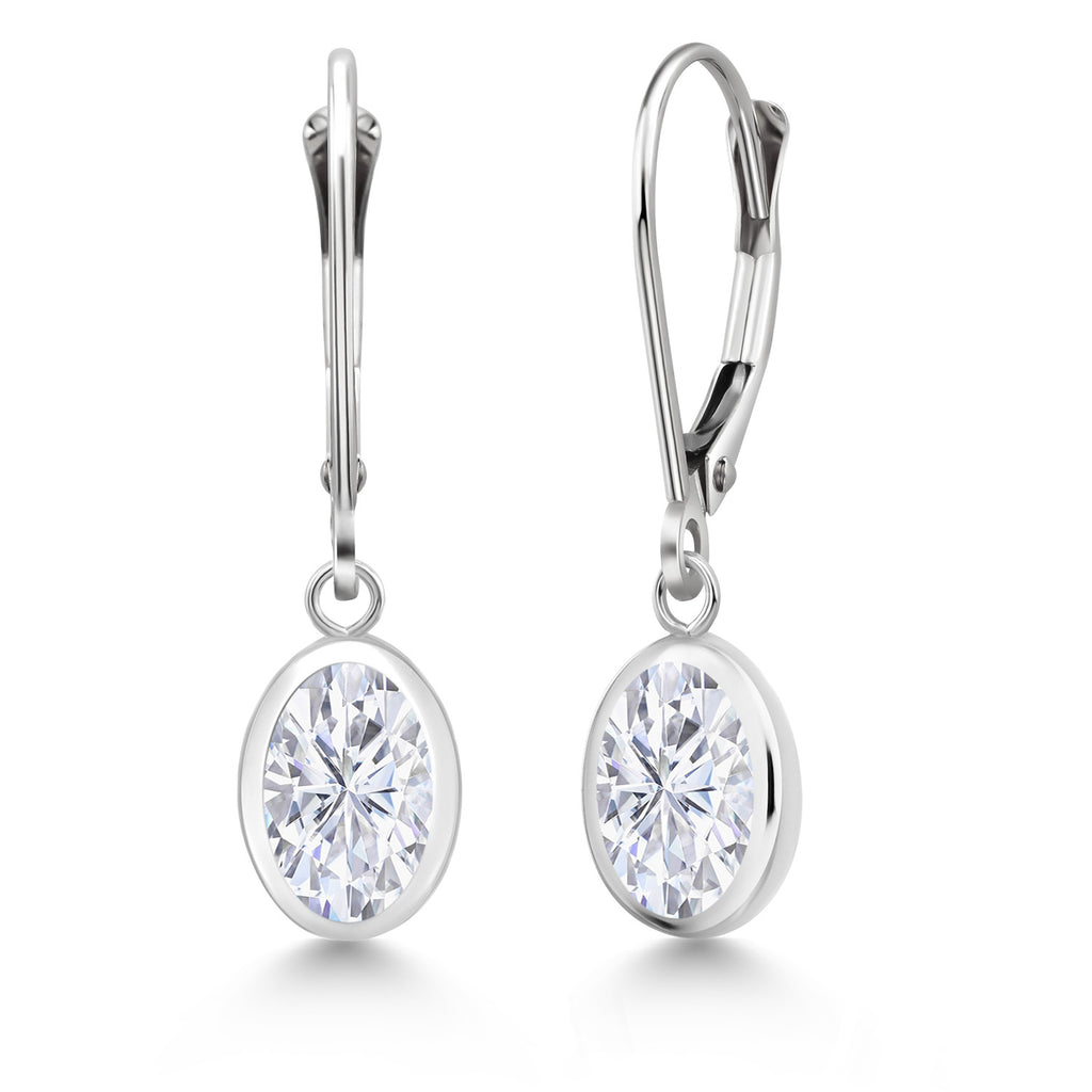 White Moissanite - April_Earrings in 925 Sterling Silver