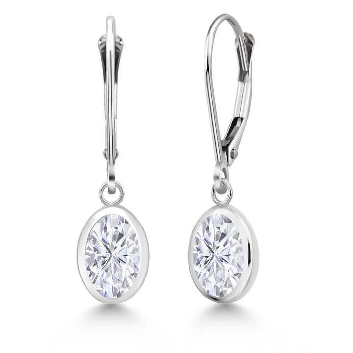White Moissanite - April_Earrings in 925 Sterling Silver