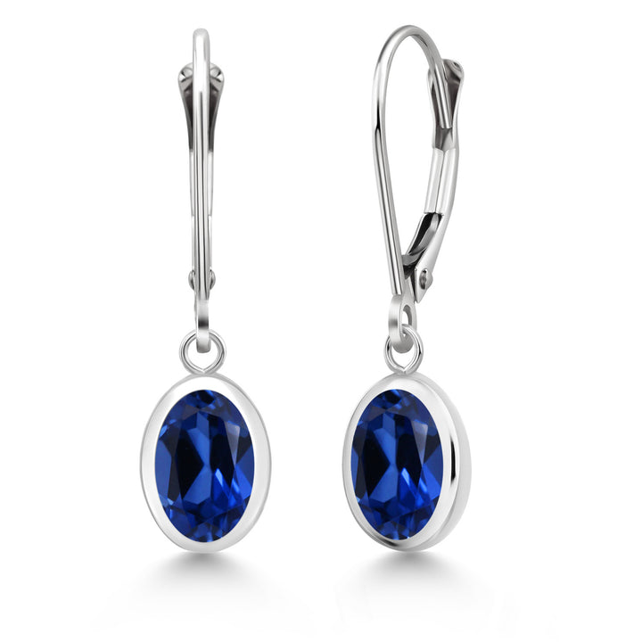 Blue Created Sapphire - September_Earrings in 925 Sterling Silver