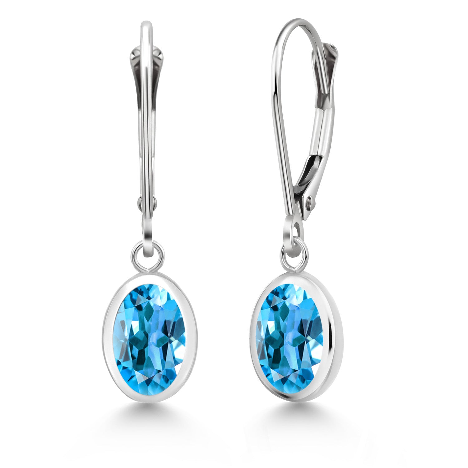 Swiss Blue Topaz - November_Earrings in 925 Sterling Silver
