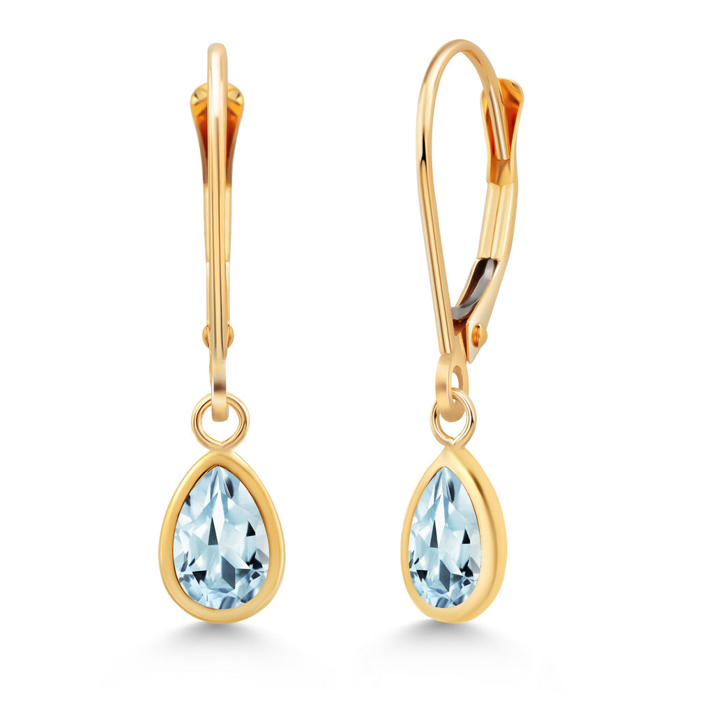 Aquamarine - March_Earrings in 14K Yellow Gold