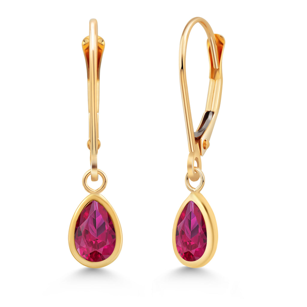 Created Ruby - July_Earrings in 14K Yellow Gold