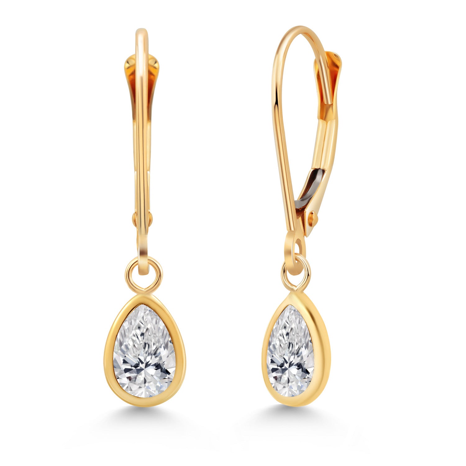 14K Yellow Gold Lab Grown Diamond Drop Dangle Earrings For Women | 1.04 Cttw | Gemstone April Birthstone | DEF Color | VVS-VS Clarity | Pear Shape 7X5MM