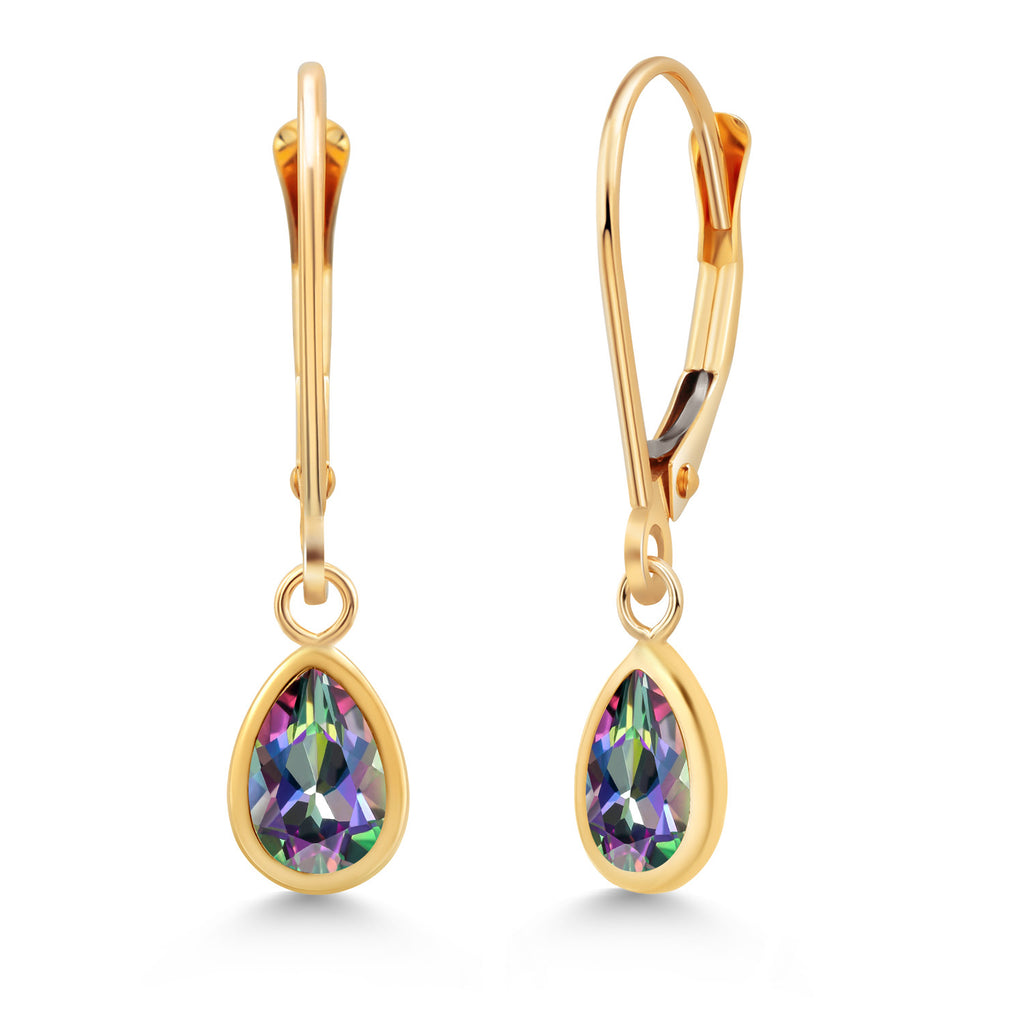 Green Mystic Topaz_Earrings in 14K Yellow Gold