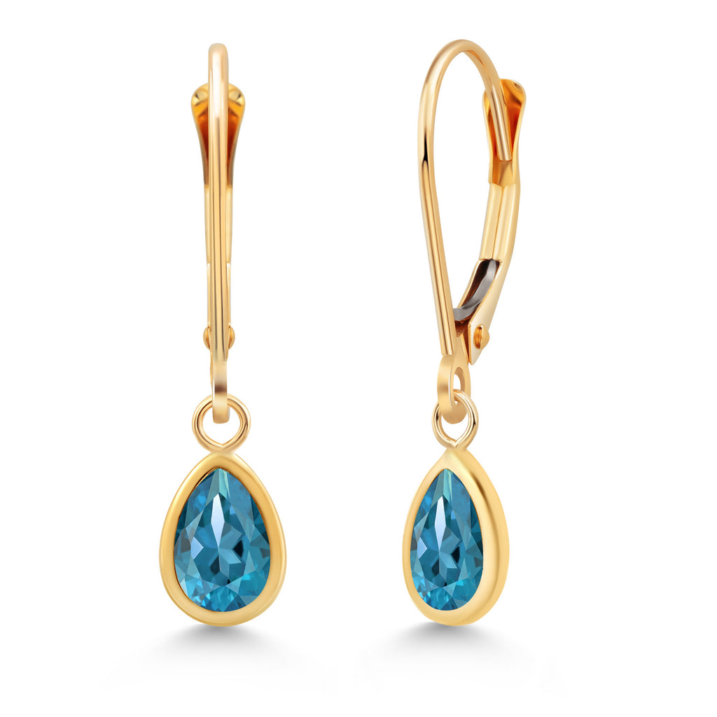 London Blue Topaz - November_Earrings in 14K Yellow Gold