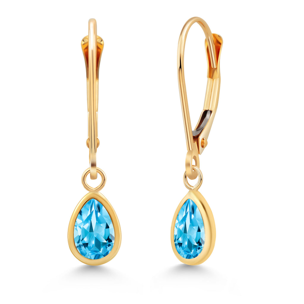 Swiss Blue Topaz - November_Earrings in 14K Yellow Gold