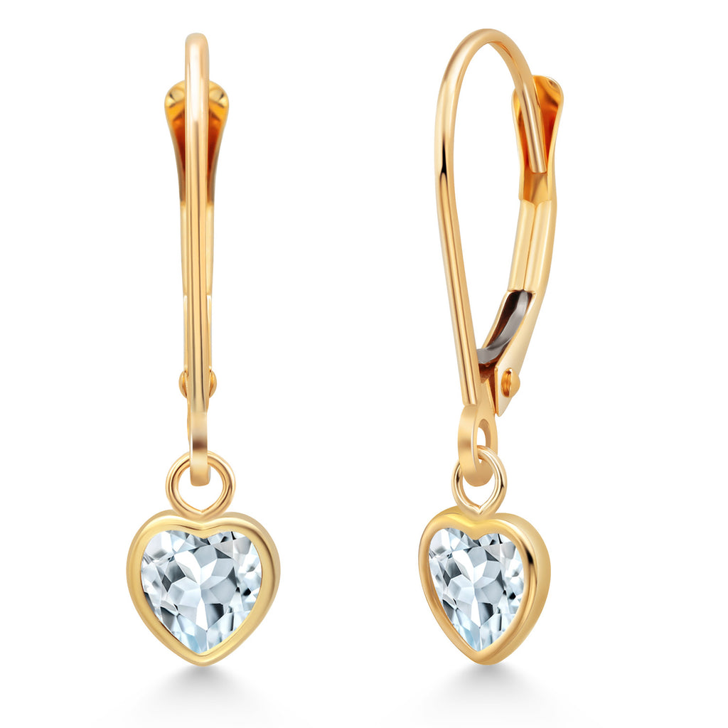 Aquamarine - March_Earrings in 14K Yellow Gold