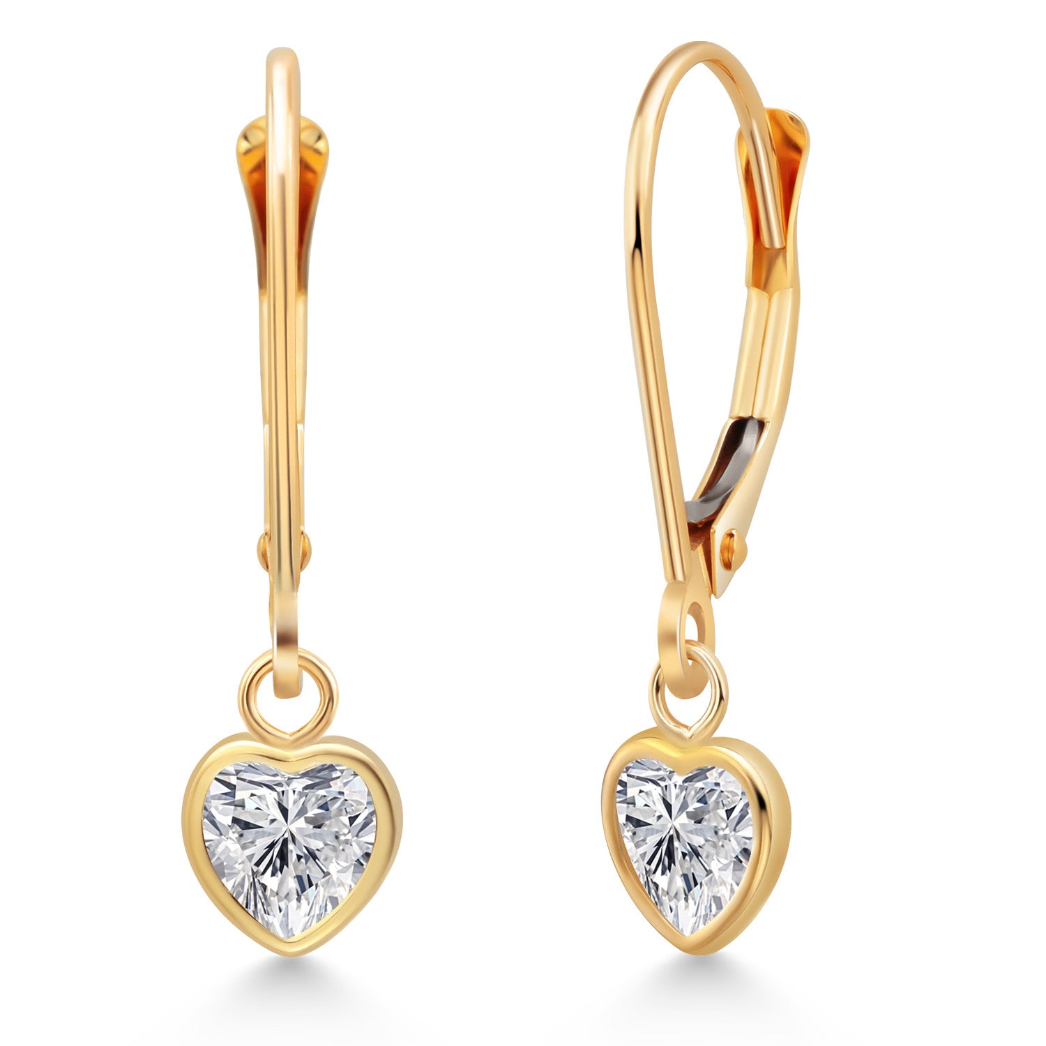 14K Yellow Gold Lab Grown Diamond Earrings for Women | 0.88 Cttw | Gemstone April Birthstone | DEF Color | VVS-VS Clarity | Heart Shape 5MM