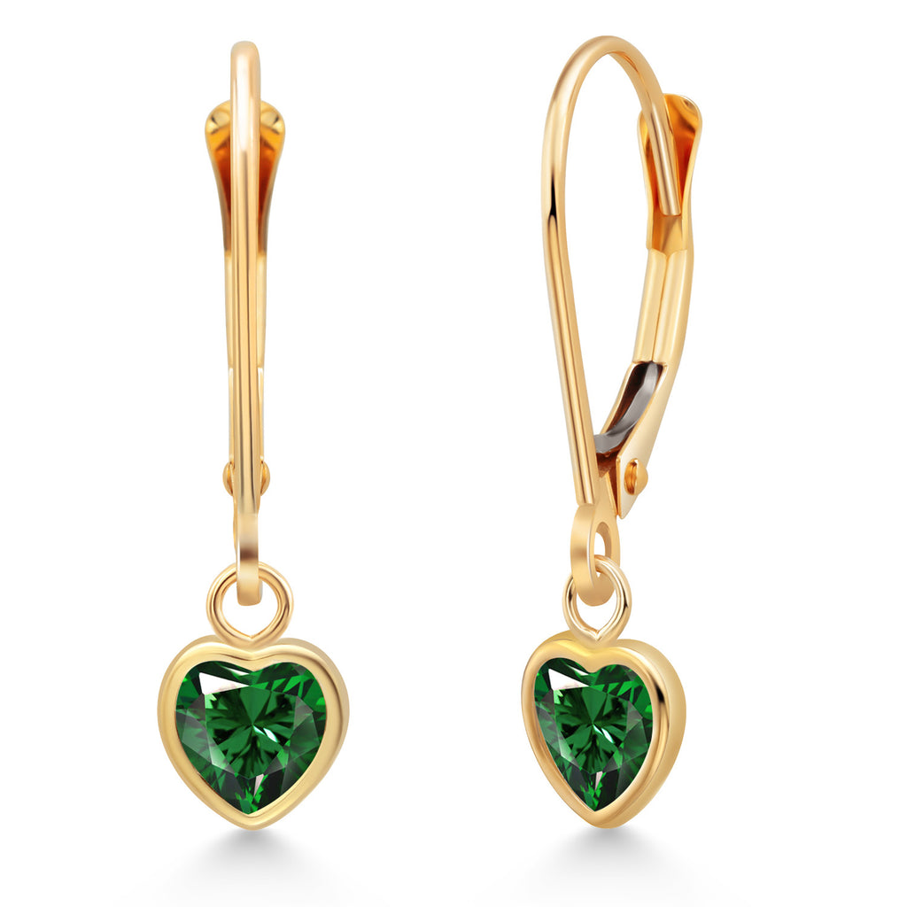 Nano Emerald - May_Earrings in 14K Yellow Gold