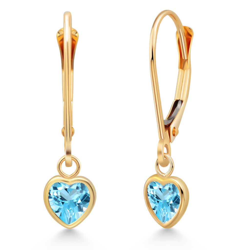 Swiss Blue Topaz - November_Earrings in 14K Yellow Gold