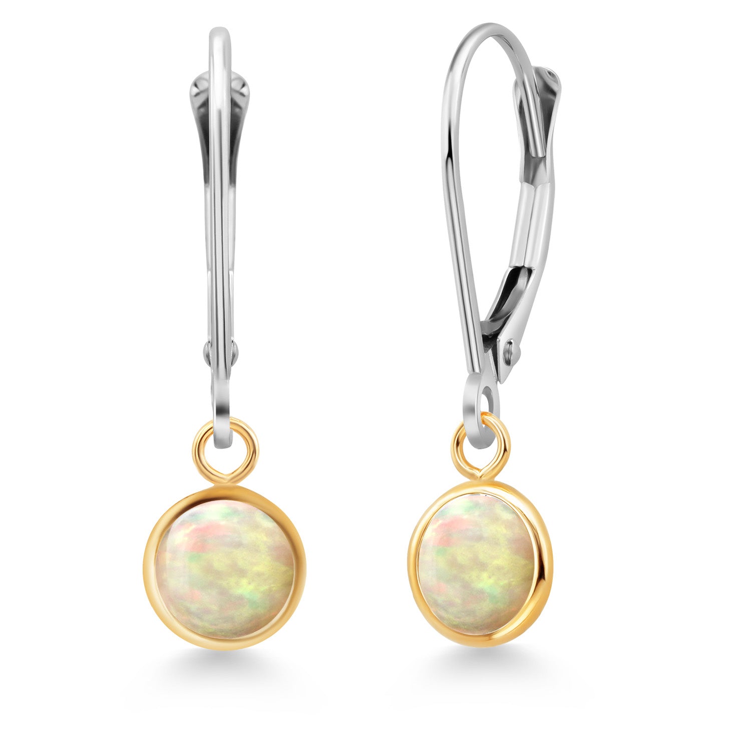 Ethiopian Opal - October_Earrings in 925 Sterling Silver and 10K Yellow Gold