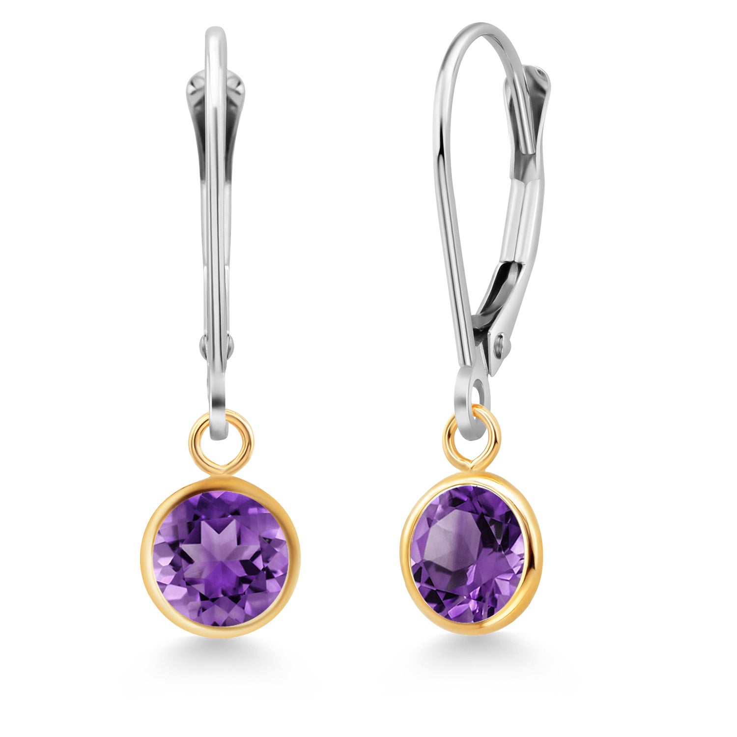 Amethyst - February_Earrings in 925 Sterling Silver and 10K Yellow Gold