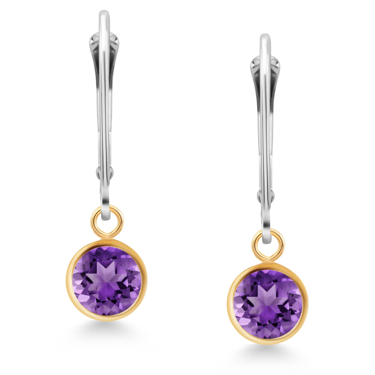 Amethyst - February_Earrings in 925 Sterling Silver and 10K Yellow Gold