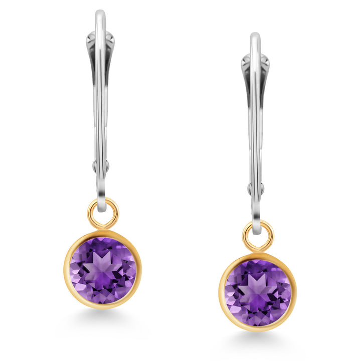 Amethyst - February_Earrings in 925 Sterling Silver and 14K Yellow Gold