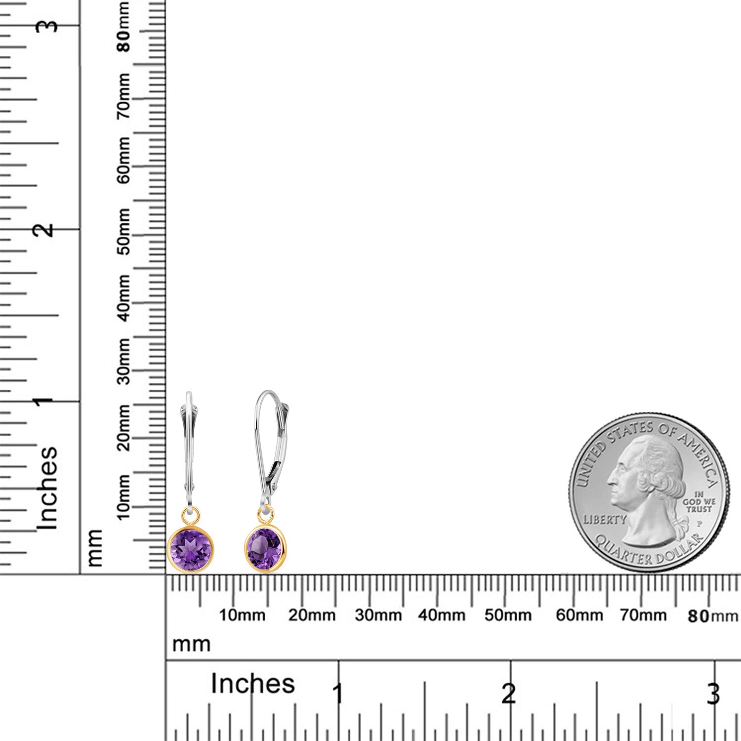 Amethyst - February_Earrings in 925 Sterling Silver and 10K Yellow Gold