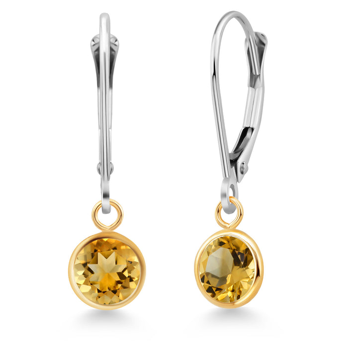 Citrine - November_Earrings in 925 Sterling Silver and 10K Yellow Gold