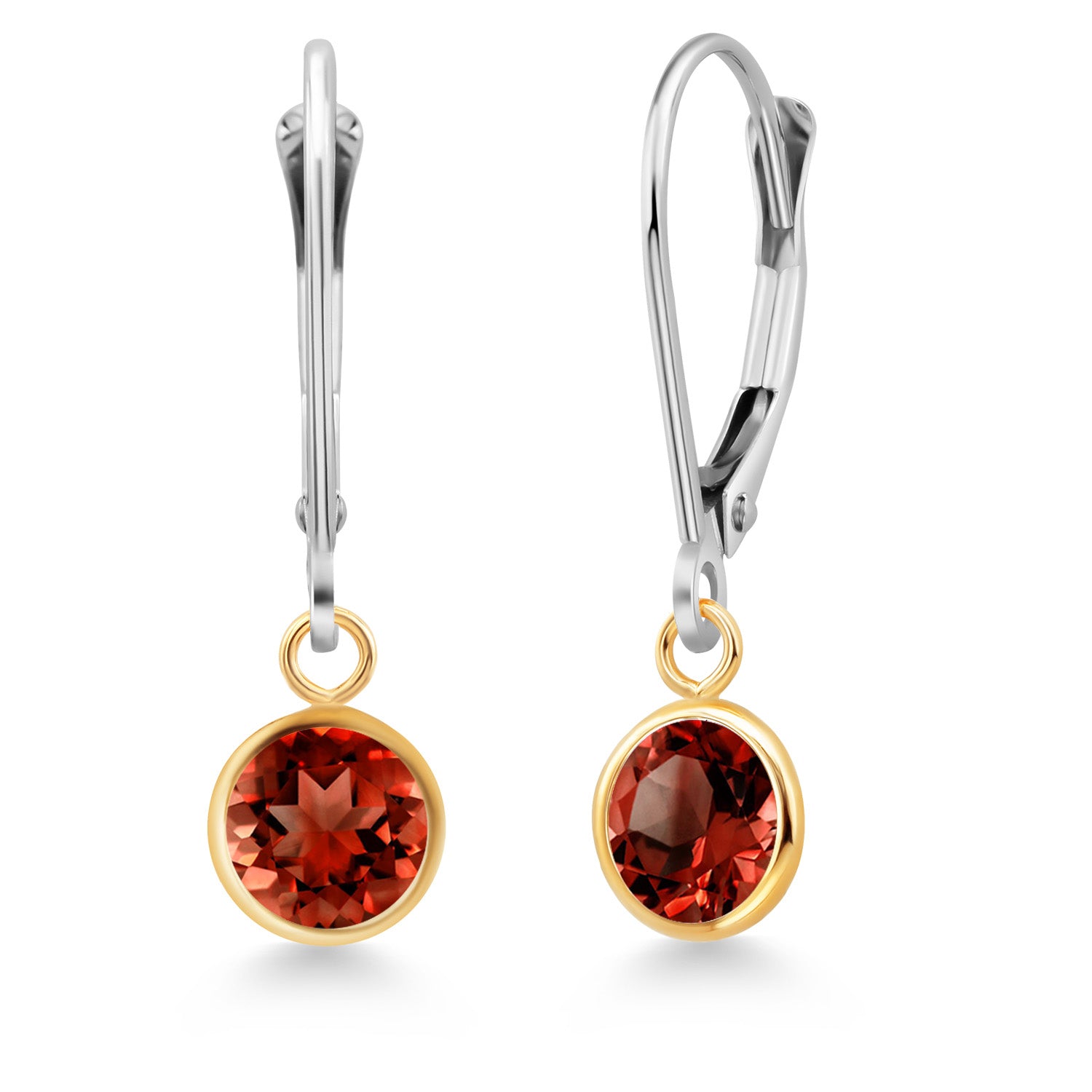 Garnet - January_Earrings in 925 Sterling Silver and 10K Yellow Gold