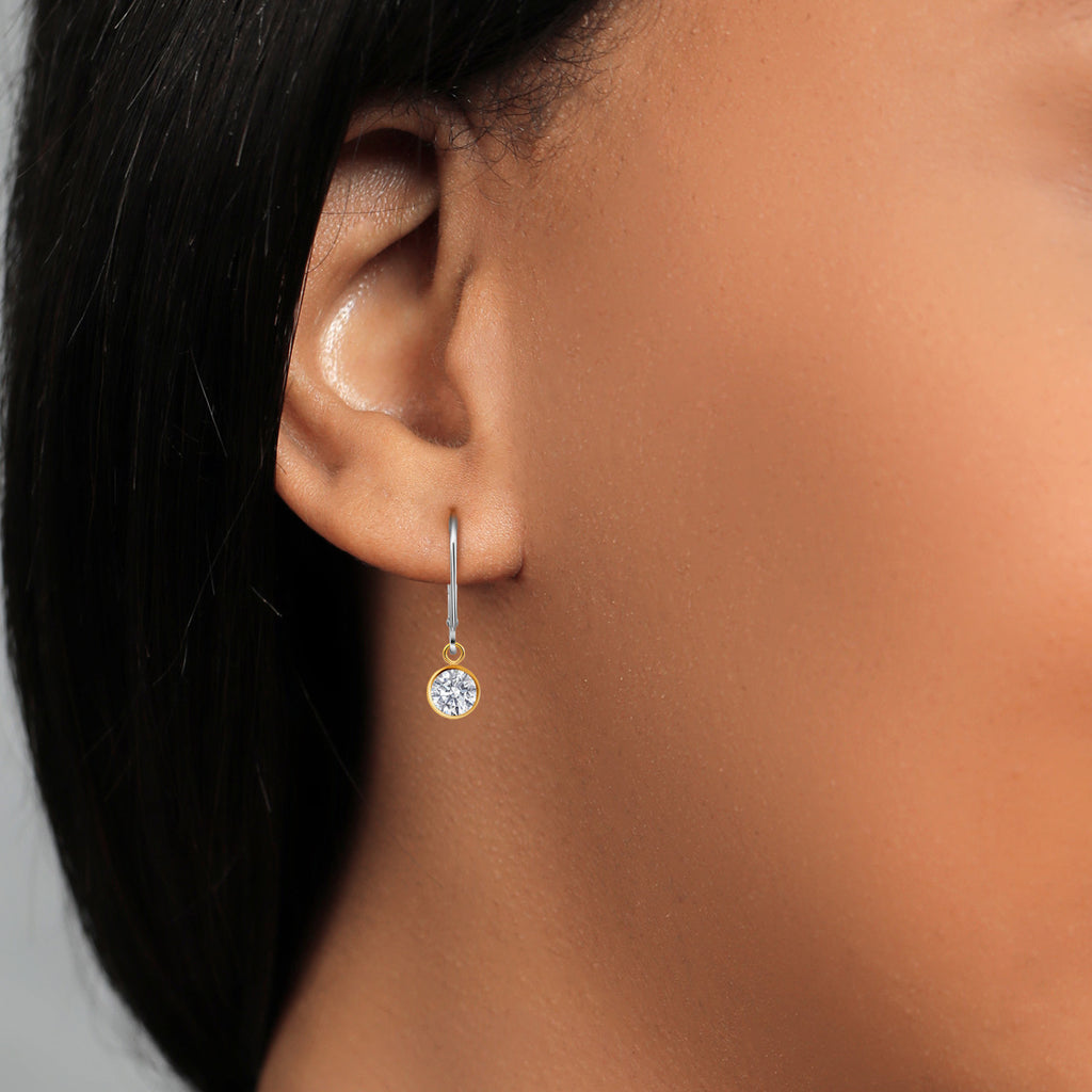 Earrings in 925 Sterling Silver and 10K Yellow Gold