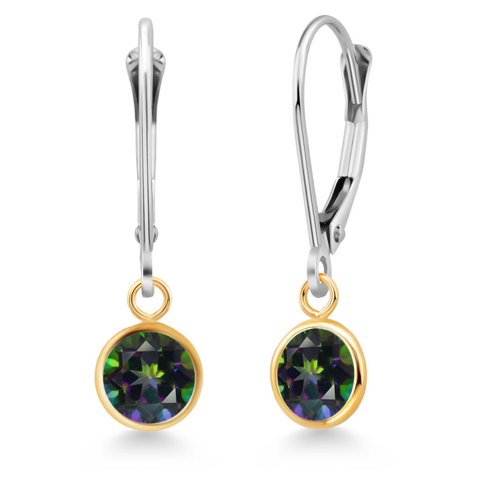 Green Mystic Topaz_Earrings in 925 Sterling Silver and 10K Yellow Gold