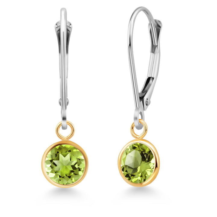 Peridot - August_Earrings in 925 Sterling Silver and 10K Yellow Gold