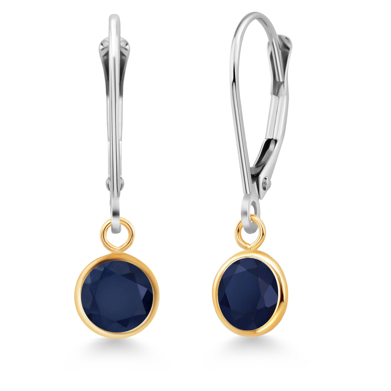 Sapphire - September_Earrings in 925 Sterling Silver and 10K Yellow Gold