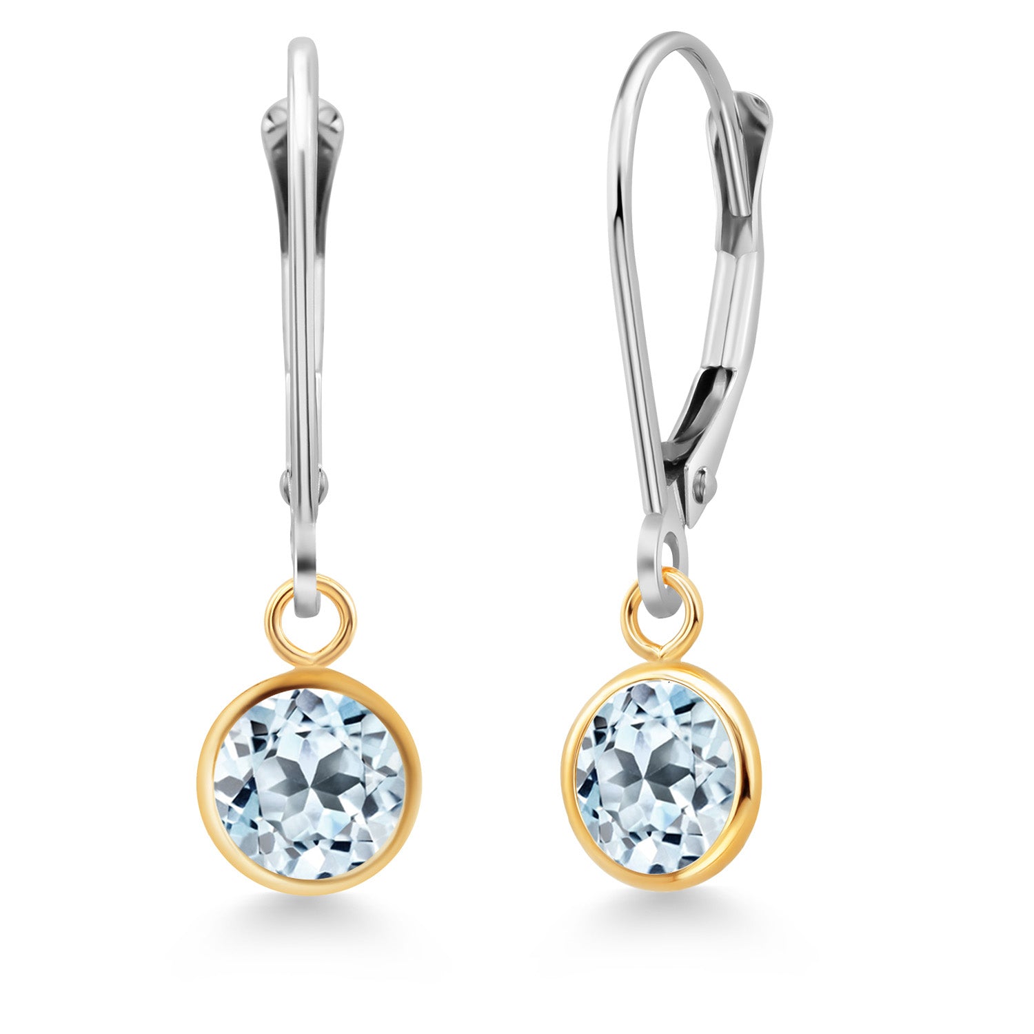 Sky Blue Topaz - November_Earrings in 925 Sterling Silver and 10K Yellow Gold
