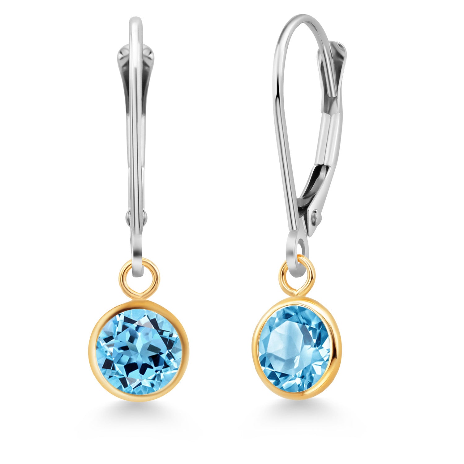 Topaz - November_Earrings in 925 Sterling Silver and 10K Yellow Gold