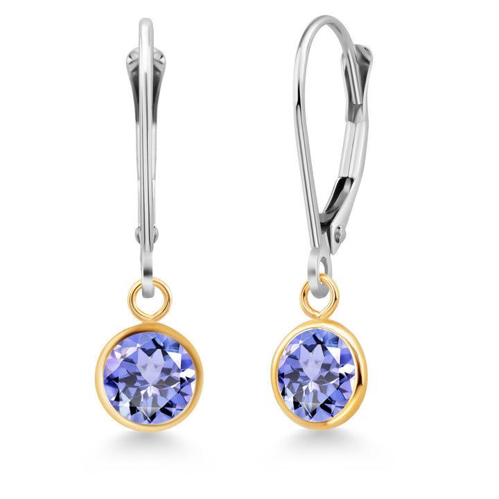 Tanzanite - December_Earrings in 925 Sterling Silver and 10K Yellow Gold
