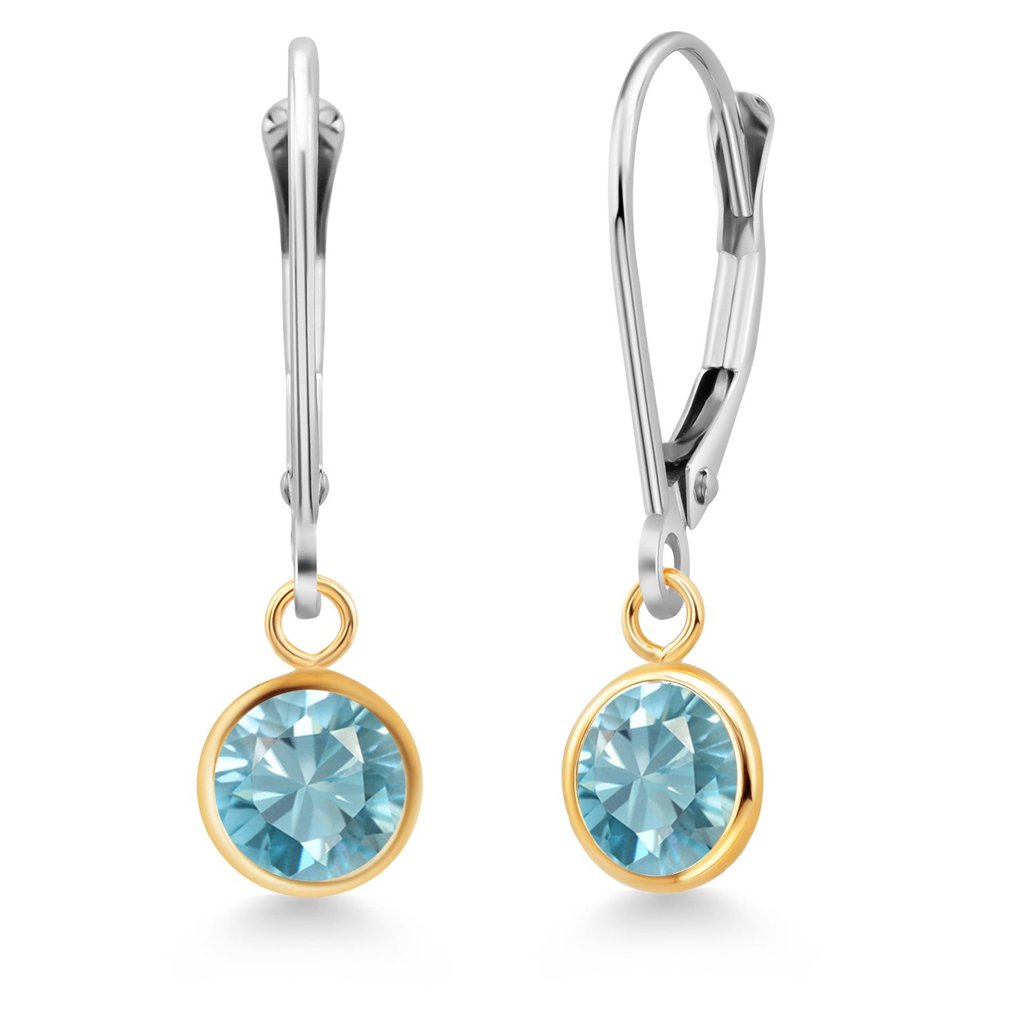 Zircon_Earrings in 925 Sterling Silver and 10K Yellow Gold