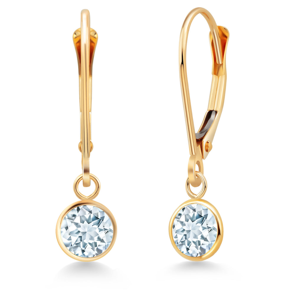 Aquamarine - March_Earrings in 14K Yellow Gold