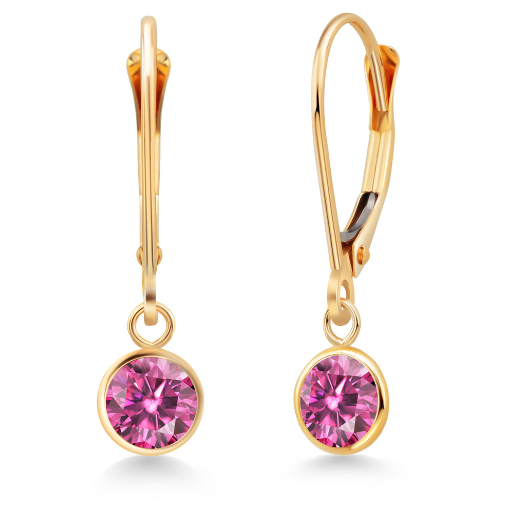 Pink Moissanite - April_Earrings in 14K Yellow Gold