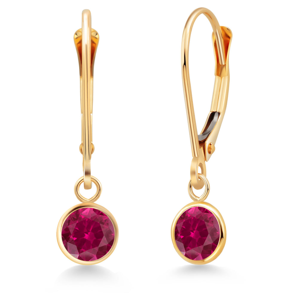 Created Ruby - July_Earrings in 14K Yellow Gold